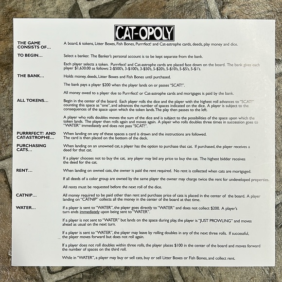 CAT-OPOLY Cat Themed Monopoly Style Board Game By Late for the Sky - Picture 4 of 7